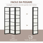 Indoor 3 Panel Folding Wooden Room Divider Screen, 120x170cm, Black and White - Borgè