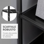 Mobile 7 -level bookcase in chipboard and steel for living room, bedroom and office, 83x34x180 cm, black - Borgè