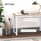 Modern Computer Desk with Adjustable Legs and MDF and Metal Frame, Dining Table 120x60x76 cm, White and Wood Colour - Borgè