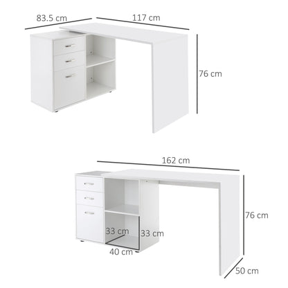 White Corner Desk for Office or Study Room with white chest of drawers - Borgè