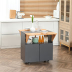 Homcom Folding table saving for 4 people max with 4 wheels, hidden shelf and locker with doors, 70x83x75 cm - Borgè