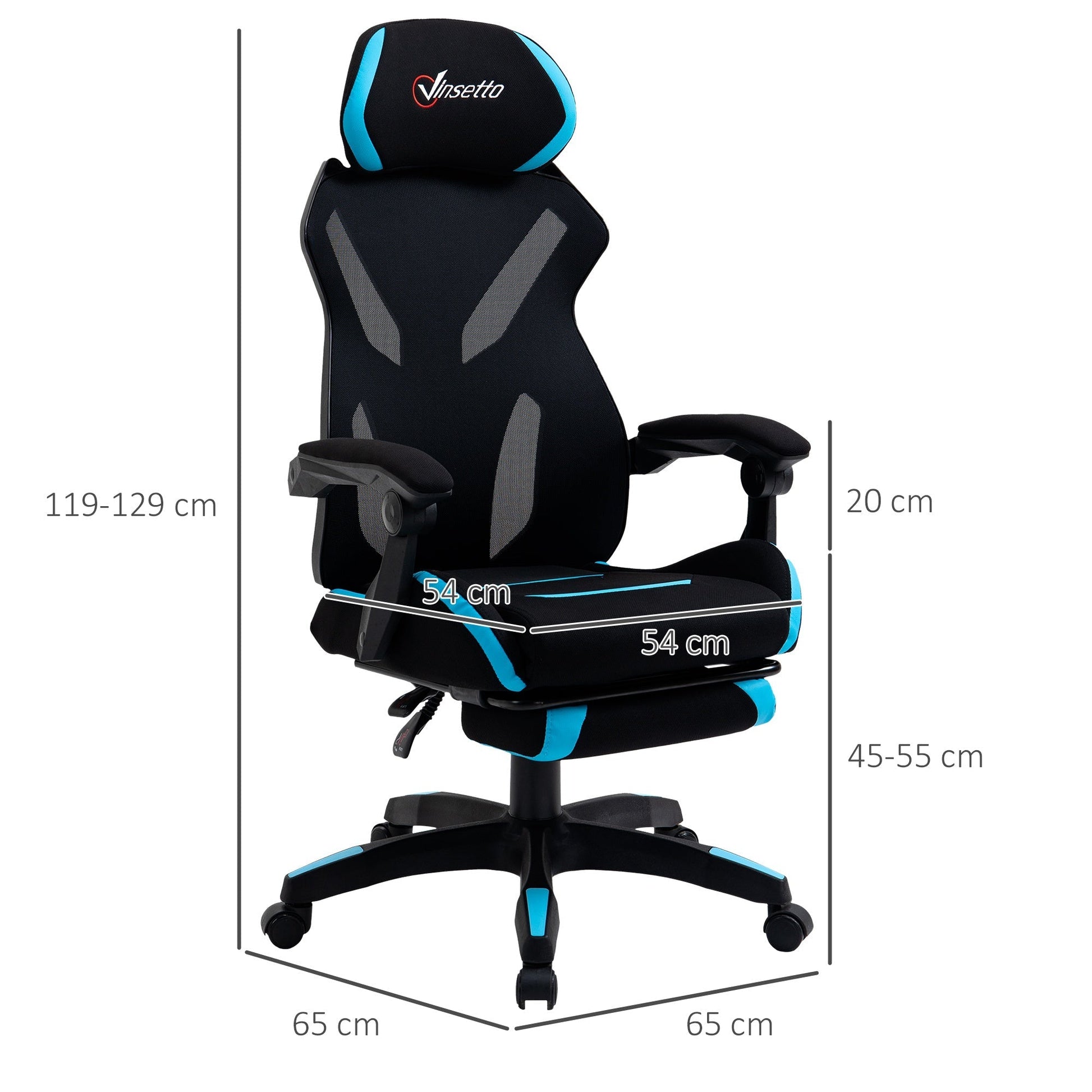 Gaming chair winner with lumbar support and adjustable height in fabric - black - Borgè