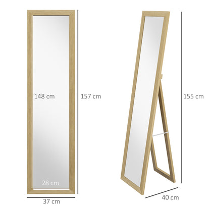 Homcom mirror with MDF frame with feet and hooks for wall use or wall, 37x40x155 cm - Borgè