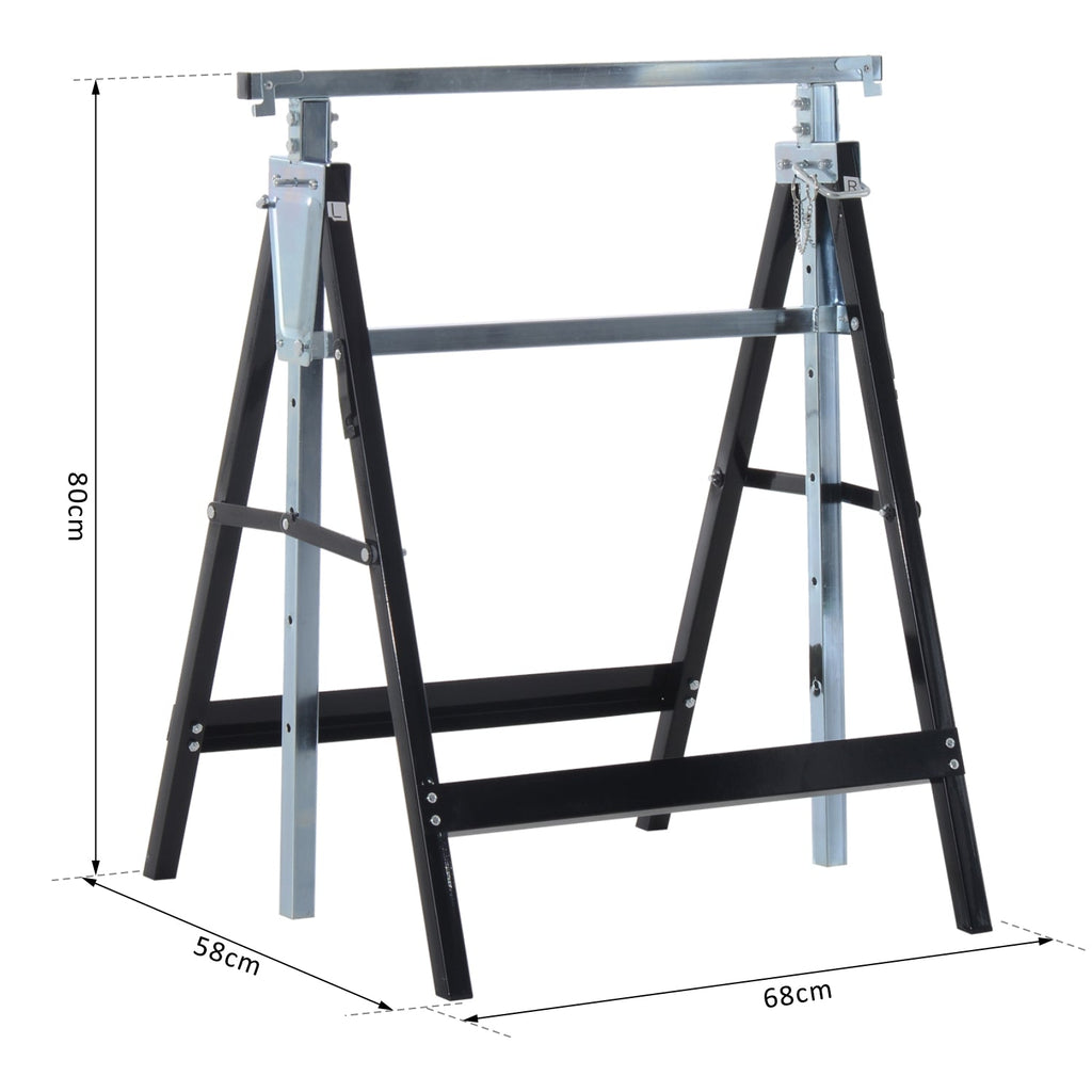 Set 2 Work Cavalllets Folding Telescopic Height Adjustable in steel pipes - Borgè
