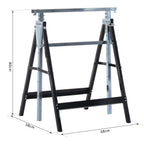Set 2 Work Cavalllets Folding Telescopic Height Adjustable in steel pipes - Borgè