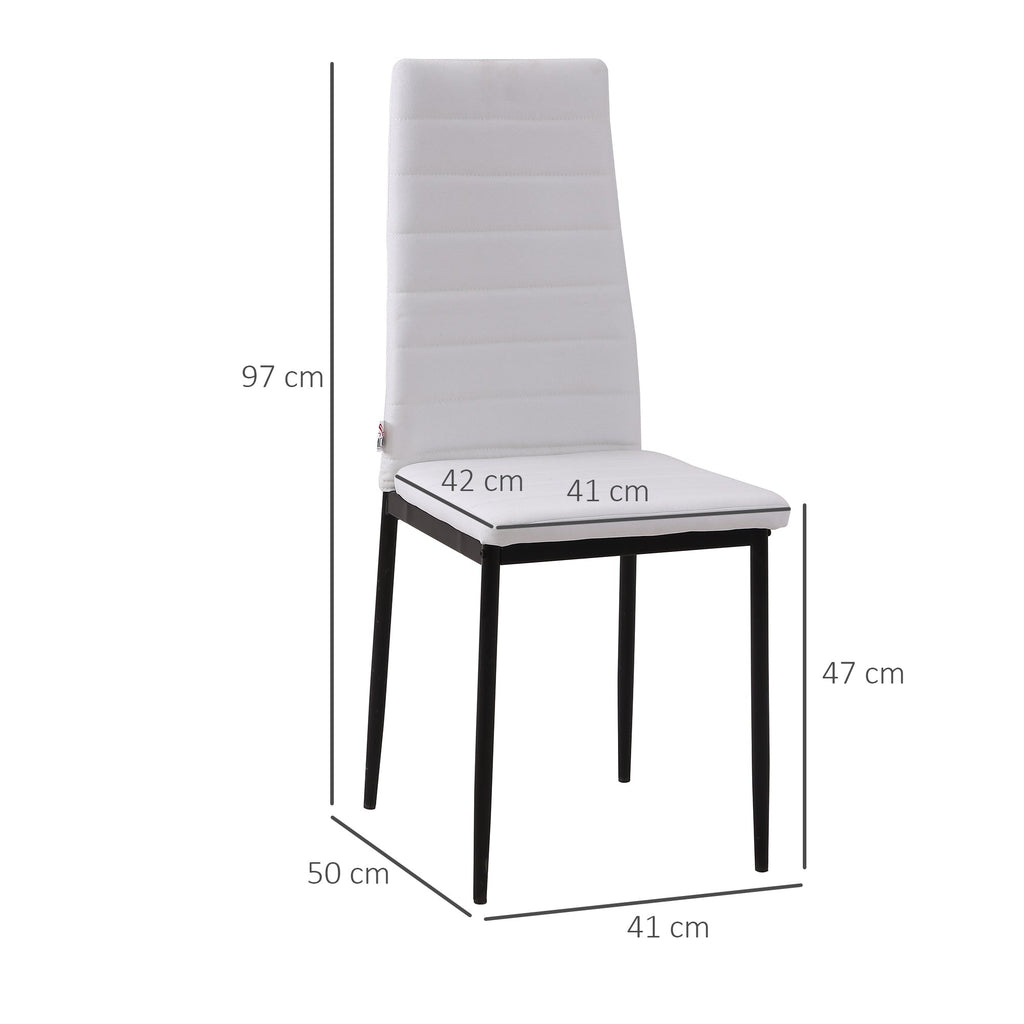 Homcom Set 4 Padded Modern Style Chairs in Metal and Fabric - White - Borgè