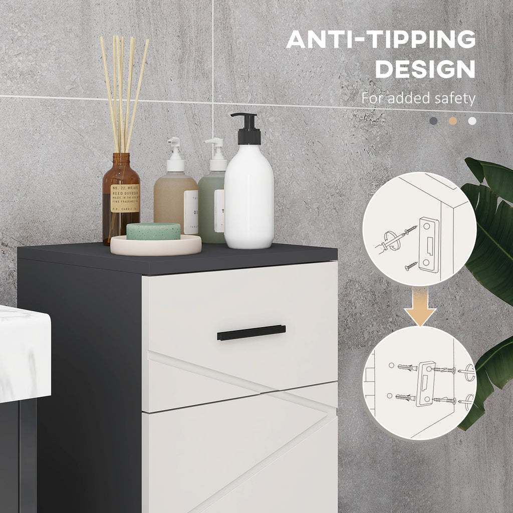Kleankin Bathroom Cabinet in chipboard with drawer and 2nd levels adjustable, 30x30x82 cm, gray - Borgè