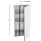 Bathroom Angular Wardrobe in steel with saving mirror 60 x 30 x 18.4cm - Borgè