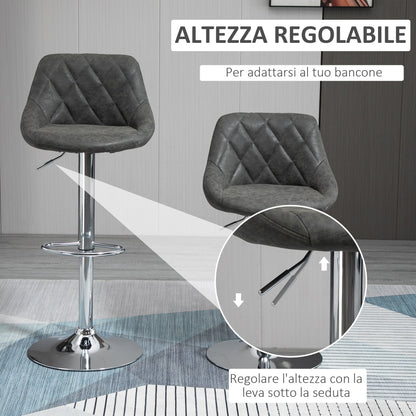 Set 2 swivel design bar stools with adjustable height - dark Grey - Borgè