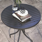 Outsunny round garden table with steel slat top, Ã˜66x71.5cm, black - Borgè