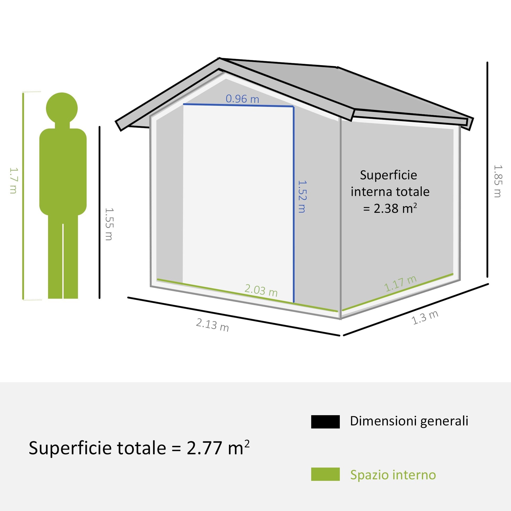 Outsunny house holder house tools, garden shed with sliding doors, 213x130x185 cm, white - Borgè