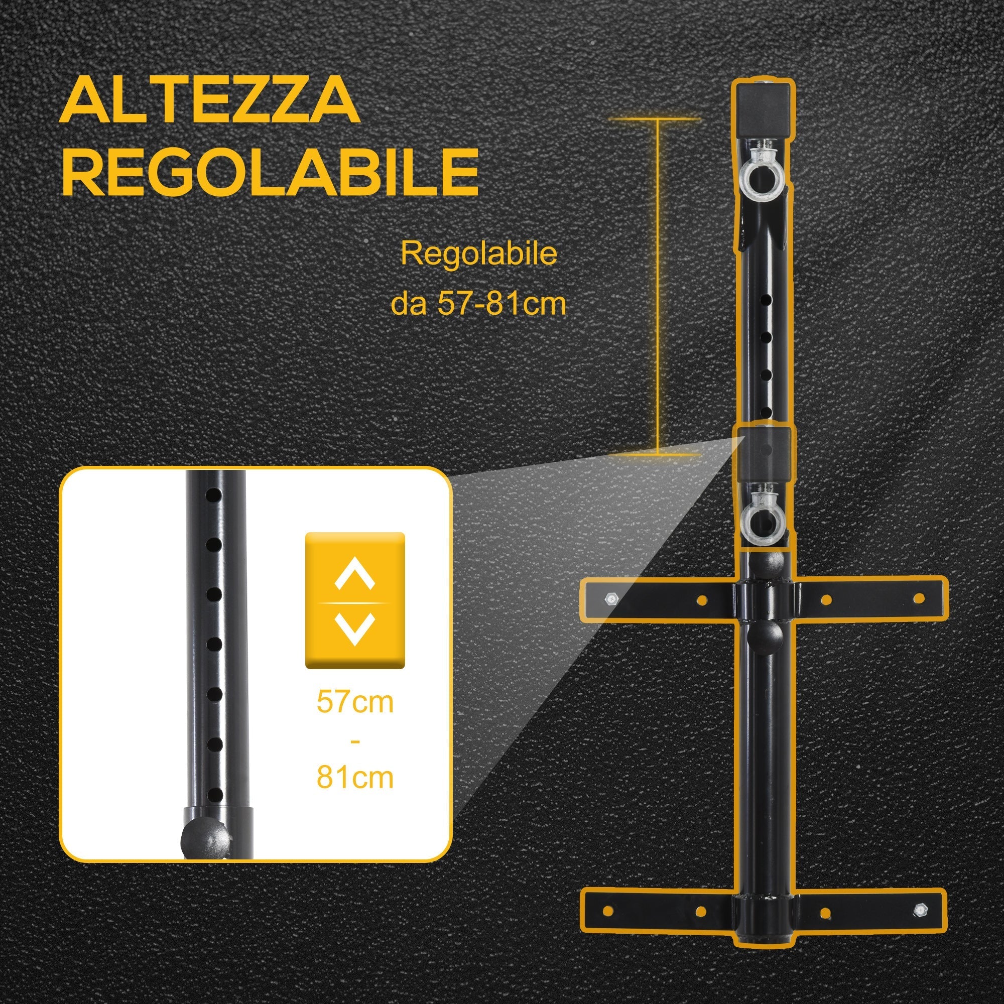 Punching Bag Stand (40x64x60-88cm) Wall Mounted Max 100kg - Borge' Group Limited