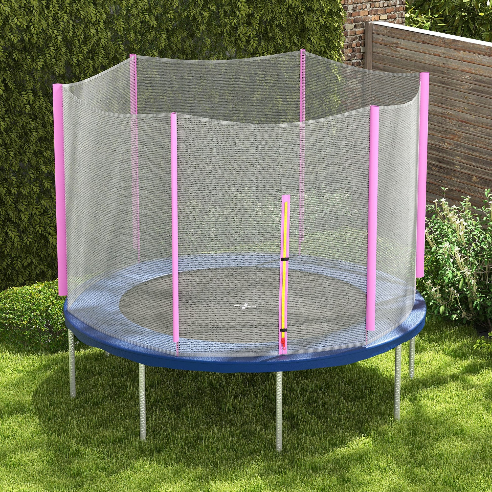 SportNow protection network for 6 -pole trampolines with hinged entrance, in PE, Ã˜305x180 cm, black and pink - Borgè