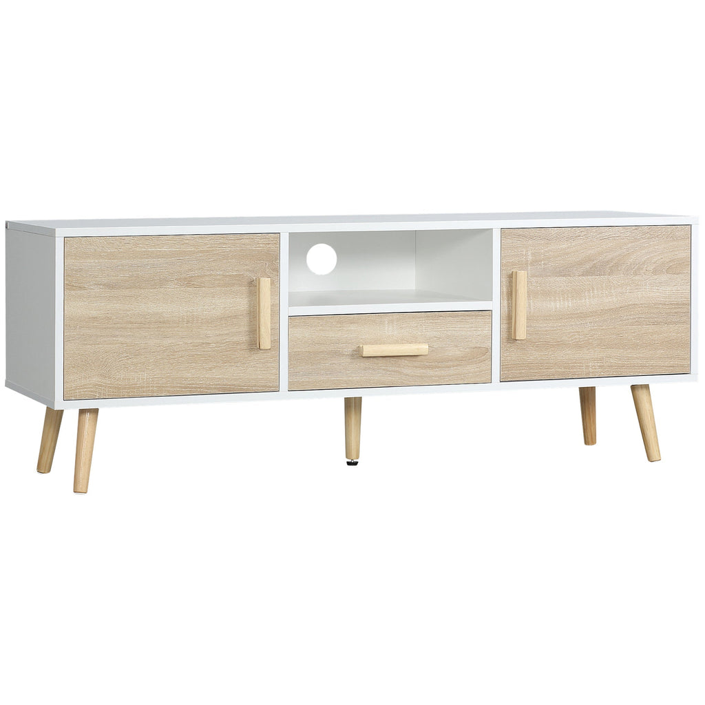Homcom Low TV Mobile for TV Max 46 "with open shelf, drawer and 2 lockers, in chipboard and pine, 120x37x45.5cm - Borgè