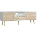 Homcom Low TV Mobile for TV Max 46 "with open shelf, drawer and 2 lockers, in chipboard and pine, 120x37x45.5cm - Borgè