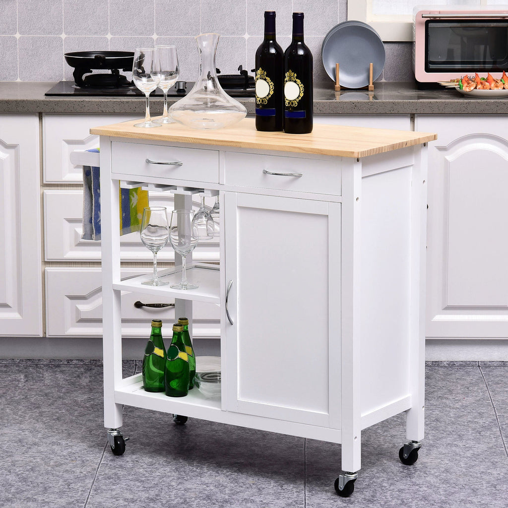 Classic Kitchen Cart With Drawers and Wooden Wooden Spaces 89x40x84cm - Borgè