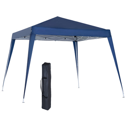 Foldable pop up Garden Gazebo 2.4x2.4m with Steel Structure and Windproof Ropes, Blue - Borgè