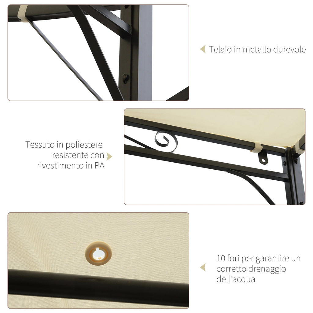 Gazebo Garden Pergola with UV-Proof Fabric Cover and Steel, 3x2.5m, Beige - Borge' Group Limited