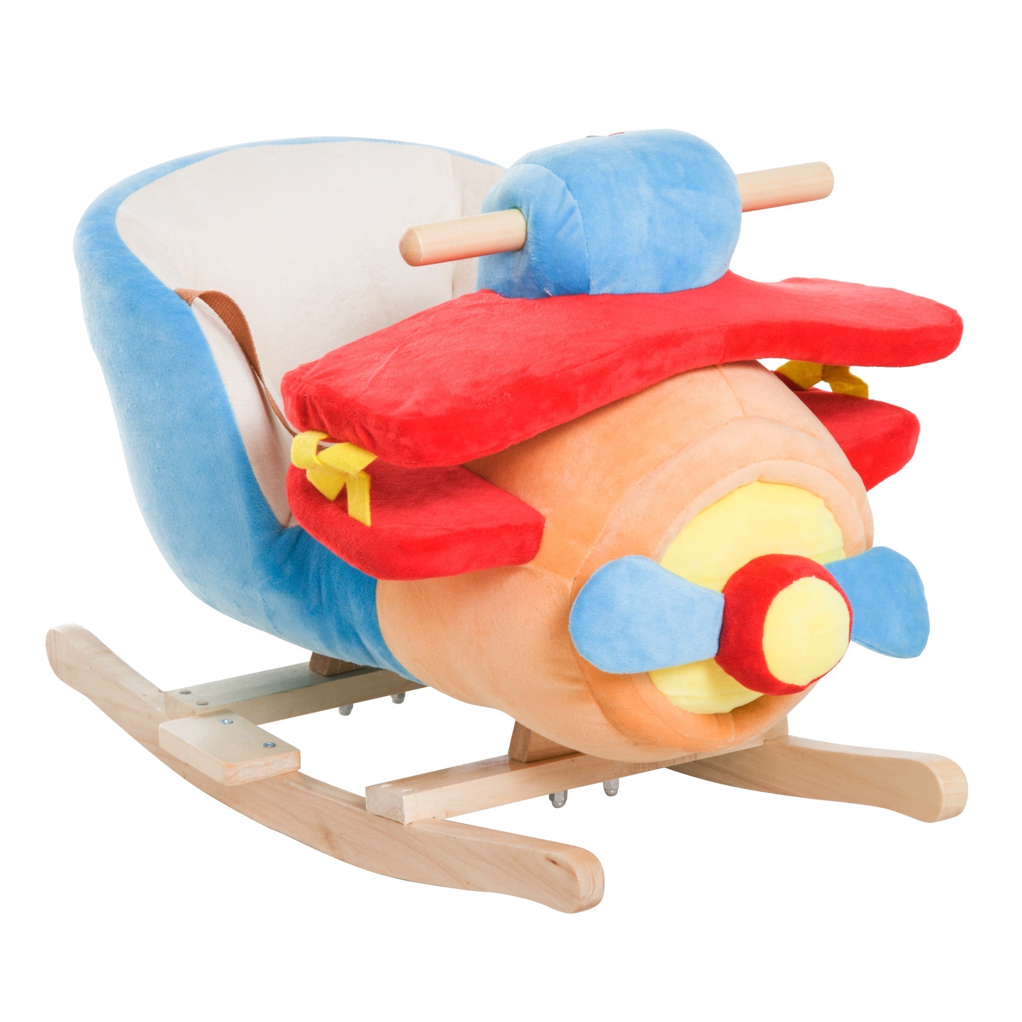 Homcom airplane with soft stuffed stuffed stuffed and solid wood with seat belt - Borgè