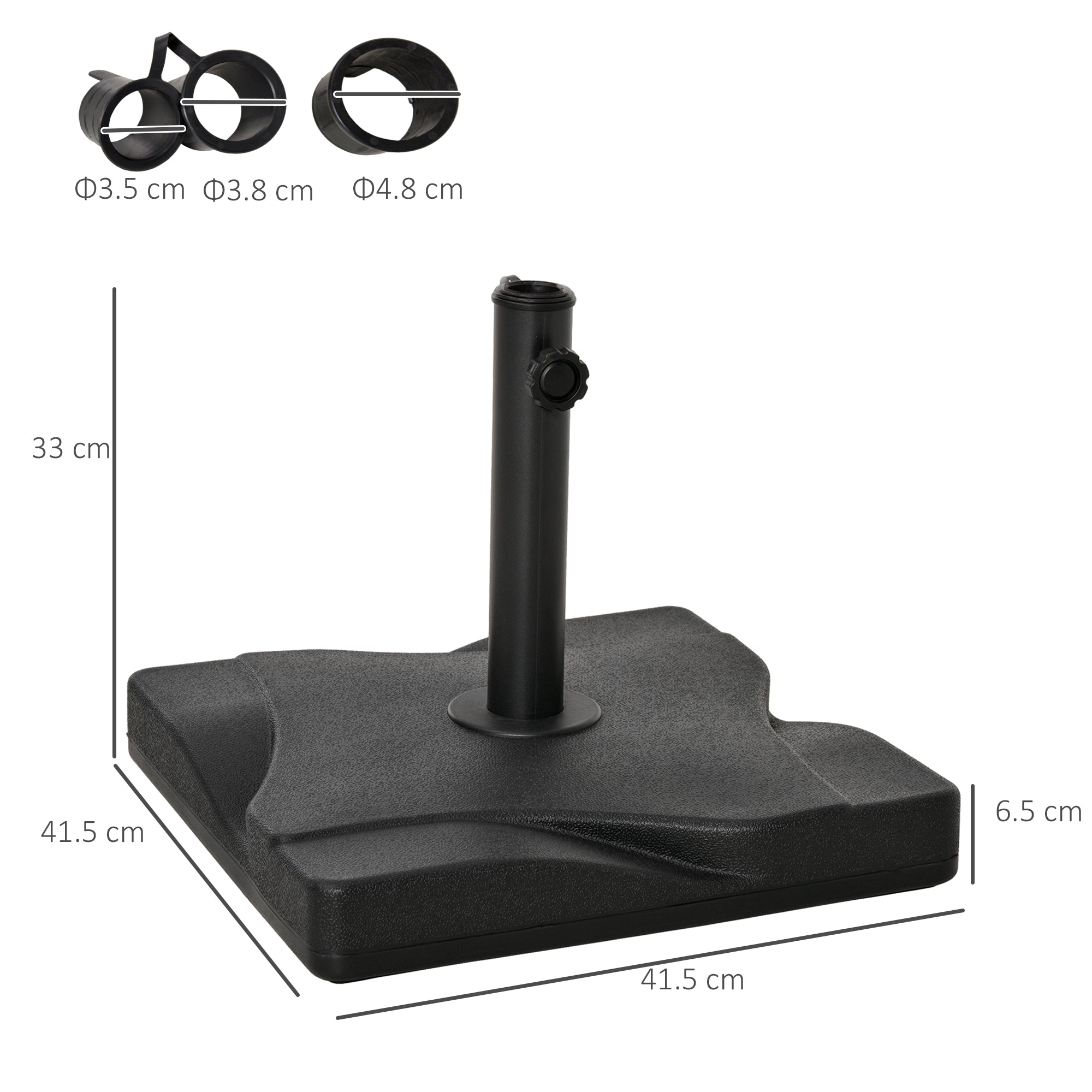 20kg Plastic Umbrella Base for 32-38-48mm Poles, 41.5x41.5x35cm - Borge' Group Limited