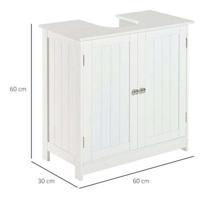 HOMCOM Under Sink Cabinet in MDF, White Bathroom Cabinet with 2 Doors (60x30x60cm) - Borgè