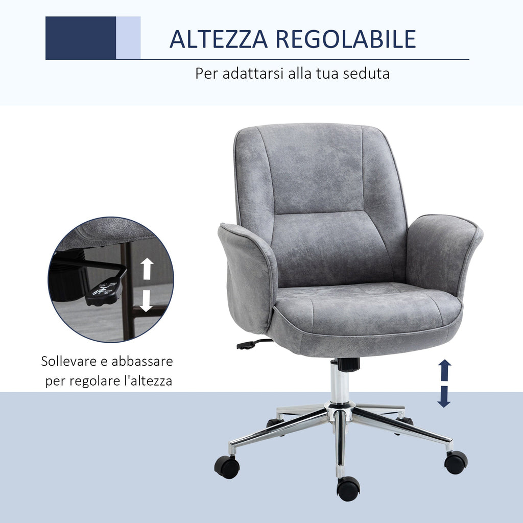 Ergonomic Office Chair Vesting Ergonomic Height Adjustable Microfiber coating, 67x69x92-102cm, clear Grey - Borgè