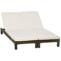 Set of 2 PE Rattan Sun Loungers with Cushion and Backrest 5 Reclining Positions, 196x60x22cm - Borge' Group Limited