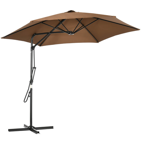 Outsunny Garden Garden Metal and 6 -scale polyester with cross base, Ø295x245 cm, brown - Borgè