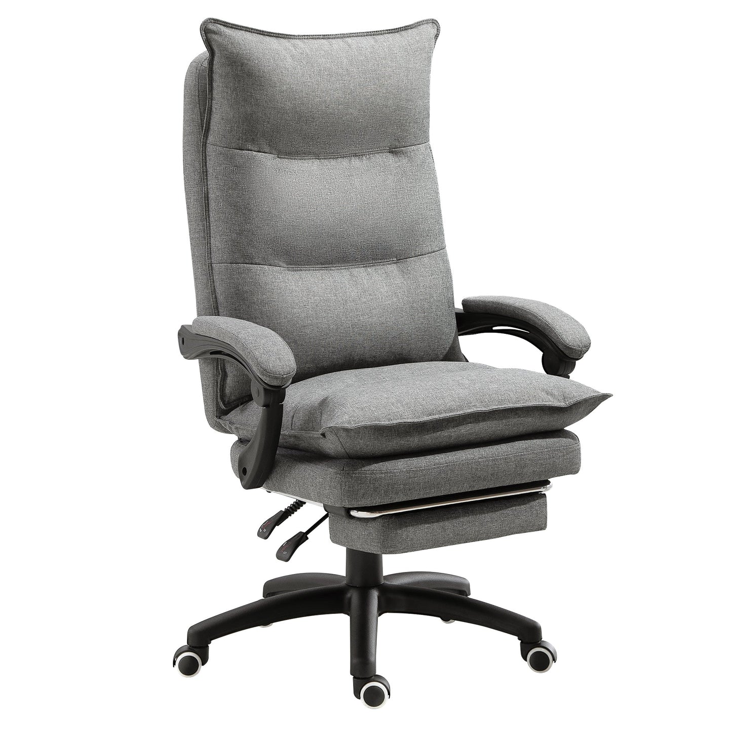 Padded office chair with 6 massage points, adjustable height and wheels, 70x62x120-130 cm, Grey