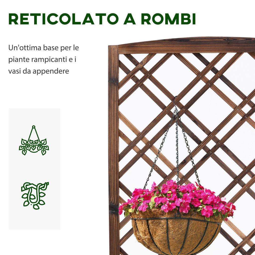 Outsunny Outdoor Fioriera with wooden grill for climbing plants, 60x30x122.5 cm, brown - Borgè