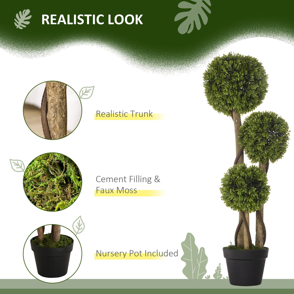 Plan of 3 -ball artificial bosso with vase included and reinforced background, height 90 cm - Borgè