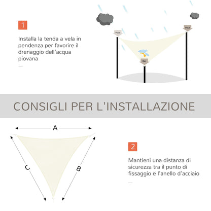 Outsunny triangular tenda in HDPE, Crema, 6x6x6m - Borgè