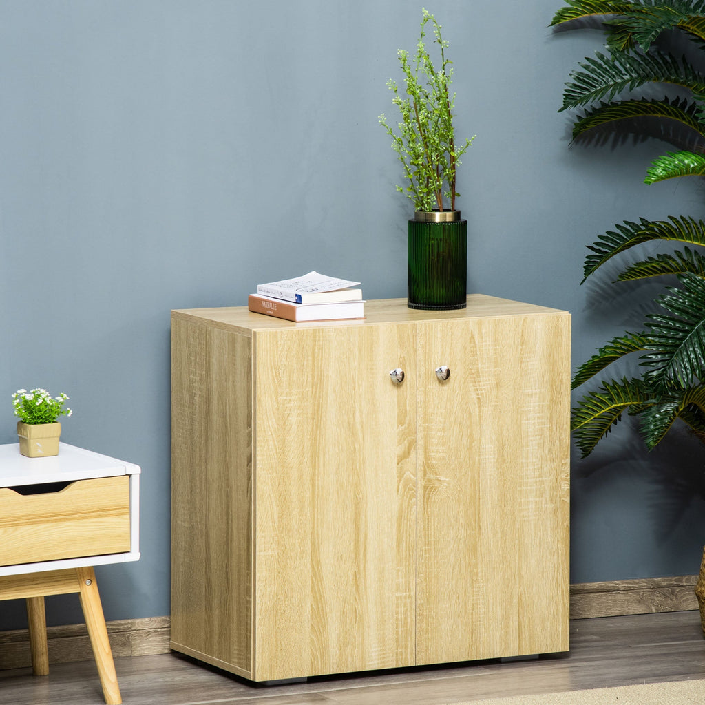 Multiuse cabinet with 2 doors for living room or office, 70x39x70cm - Wooden color - Borgè