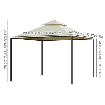 CAMI | 3x3m Beige Garden Gazebo - Borgè