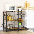 Homcom Kitchen Mobile with 3 shelves in chipboard with power outlet, USB port and basket, 90x40x83cm - Borgè