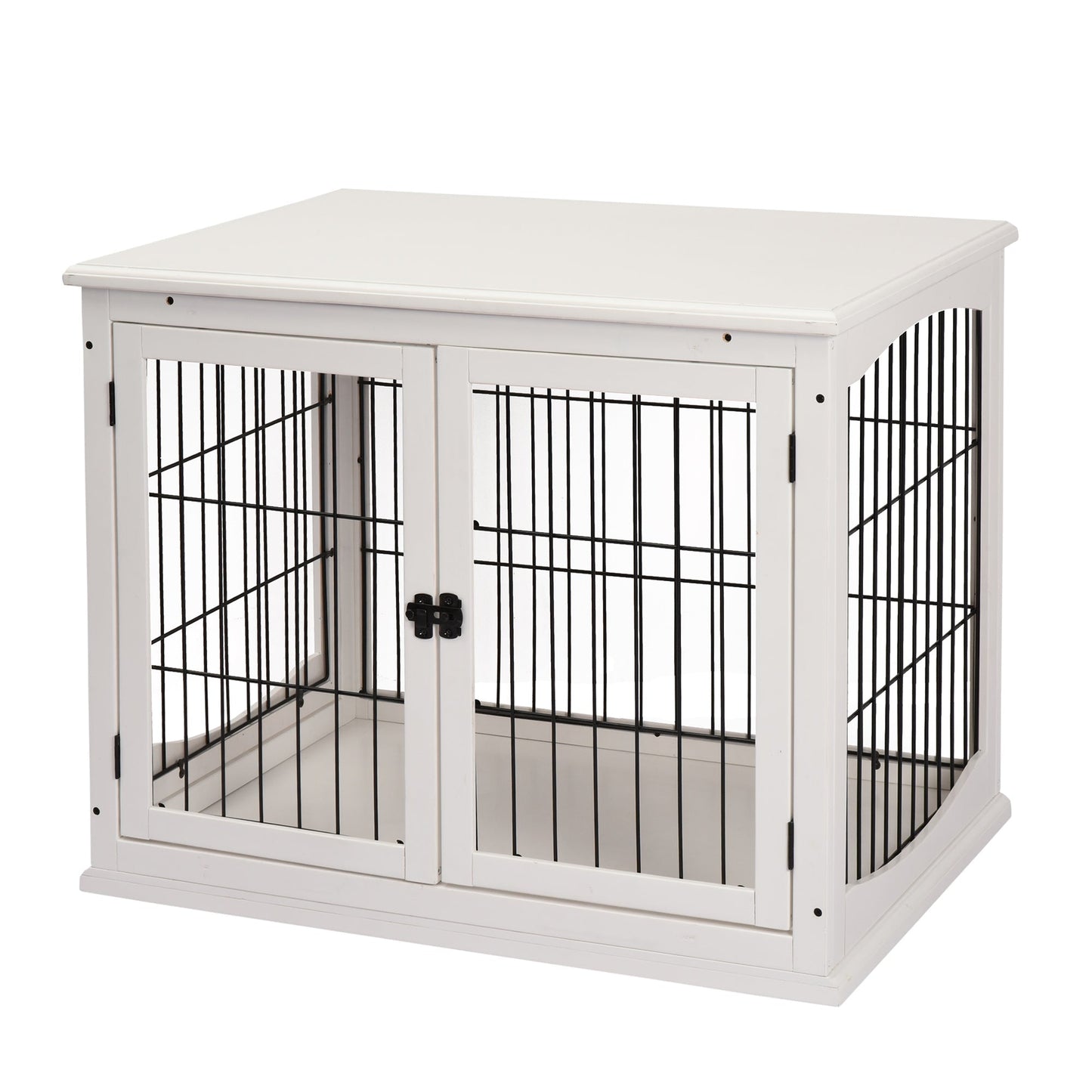 PAWHUT DOG House up to 30kg of wooden and steel interior, 58.5x81x 66cm - White - Borgè