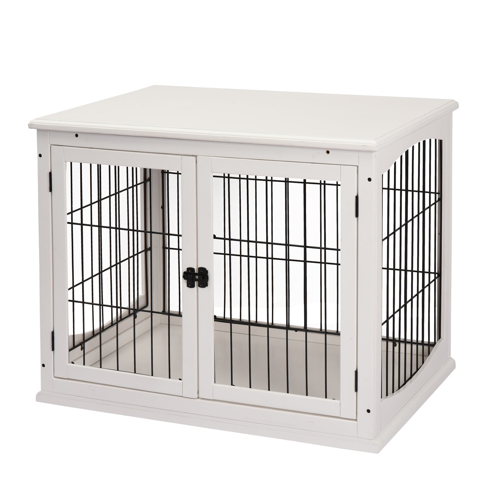 Indoor Dog House for Up to 30kg in Wood and Steel, 58.5x81x 66cm - White - Borge' Group Limited