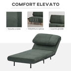 Homcom armchair bed 2 in 1 single, backrest adjustable on 3 levels and padded, wooden structure and steel - Borgè
