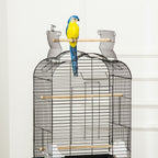 Pawhut bird cage with 3 posees, 2 bowls and 2 side doors, in steel, pp and wood, 46x36x130 cm, black - Borgè