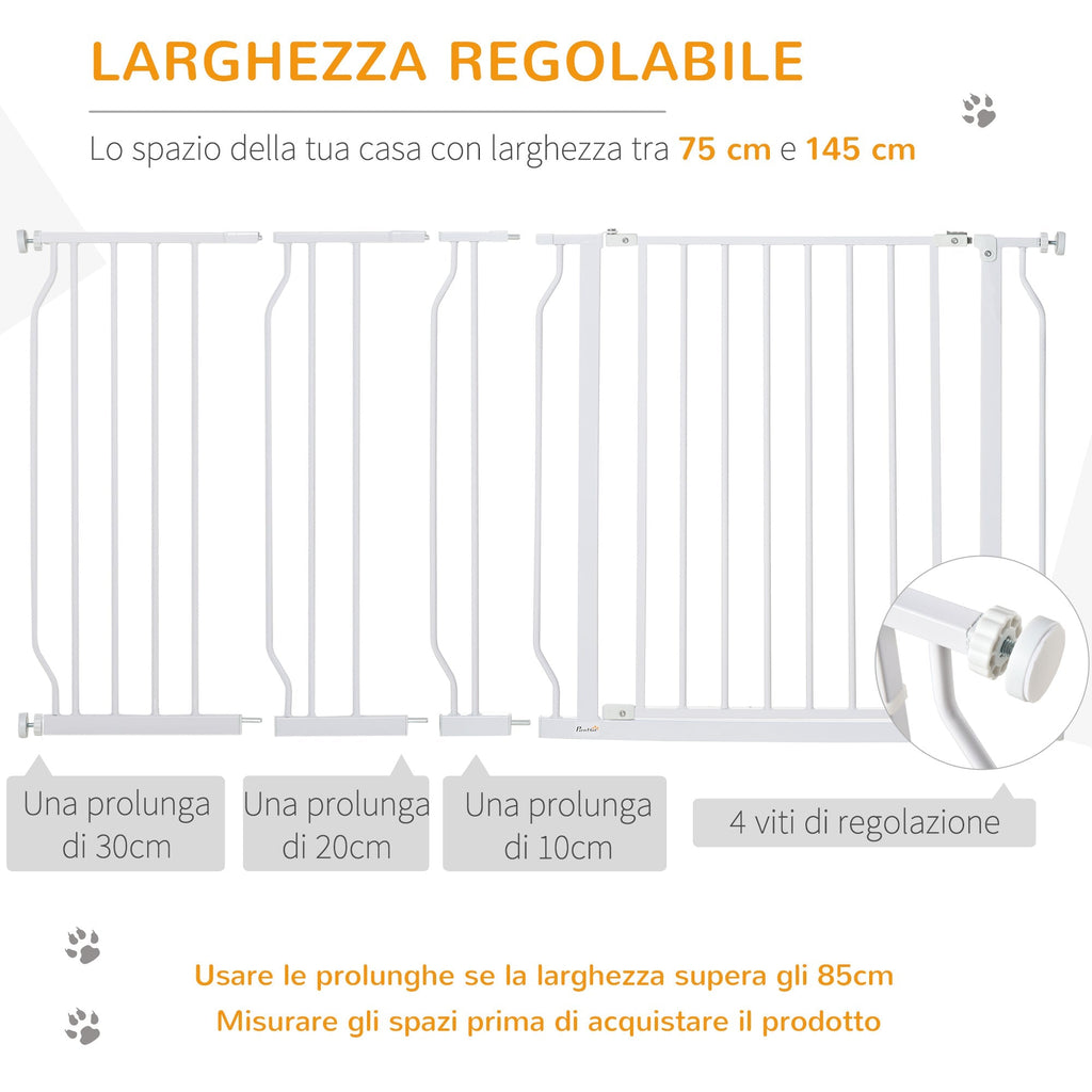 PAWHUT Safety gate for extendable dogs from 75-145cm, in steel and ABS - Borgè