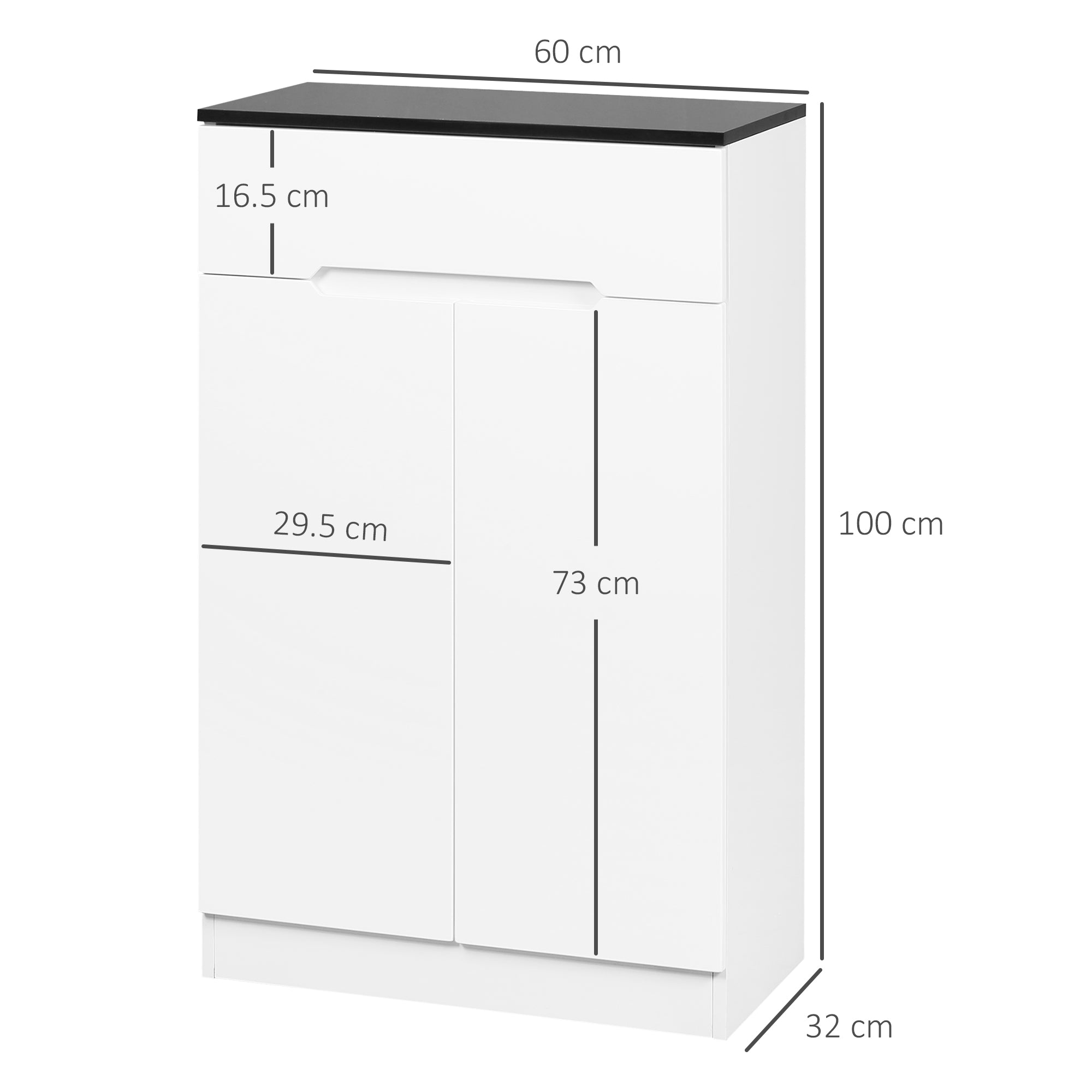 Slim Slim 12 Paia Max for inputs with 3 adjustable shelves and drawer, in white chipboard, 60x32x100 cm - Borgè