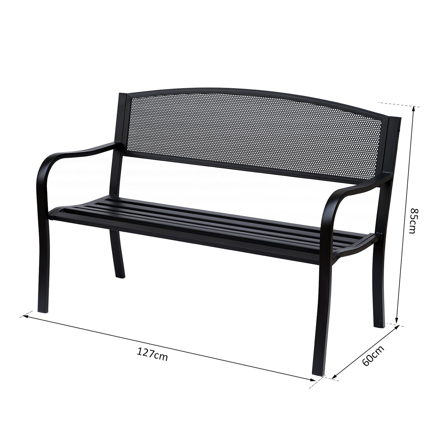 Outsunny Outdoor bench in steel, black, 127x60x85cm - Borgè