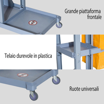 professional cleaning cart with 100 liter bag 113 x 50.5 x 96.5cm - Borgè