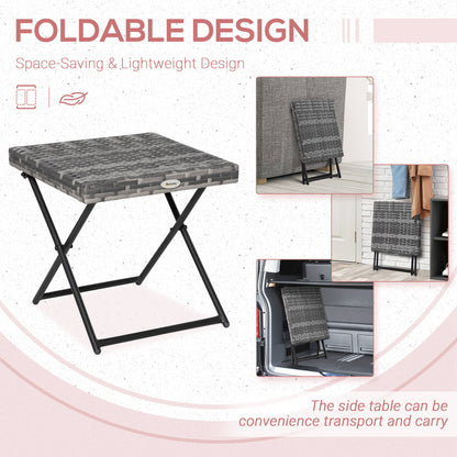 Outsunny Garden table folding saving sausage in Rattan Synthetic and steel, 40x40x40cm, gray - Borgè