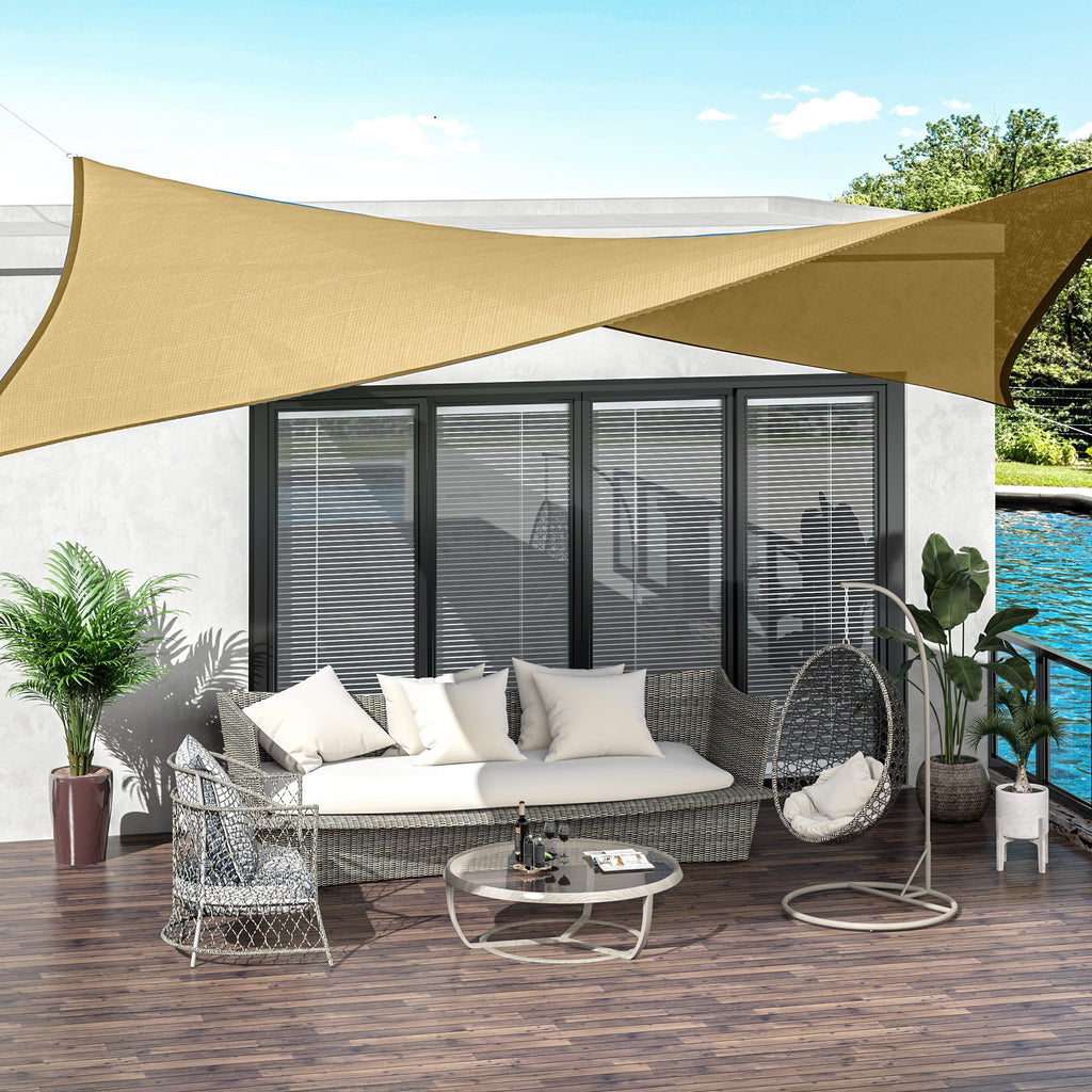 4 x 6m PE Rectangular Sun Shade Sail Awning UV Protection Sun Shade Sail, Yellow - Borge' Group Limited