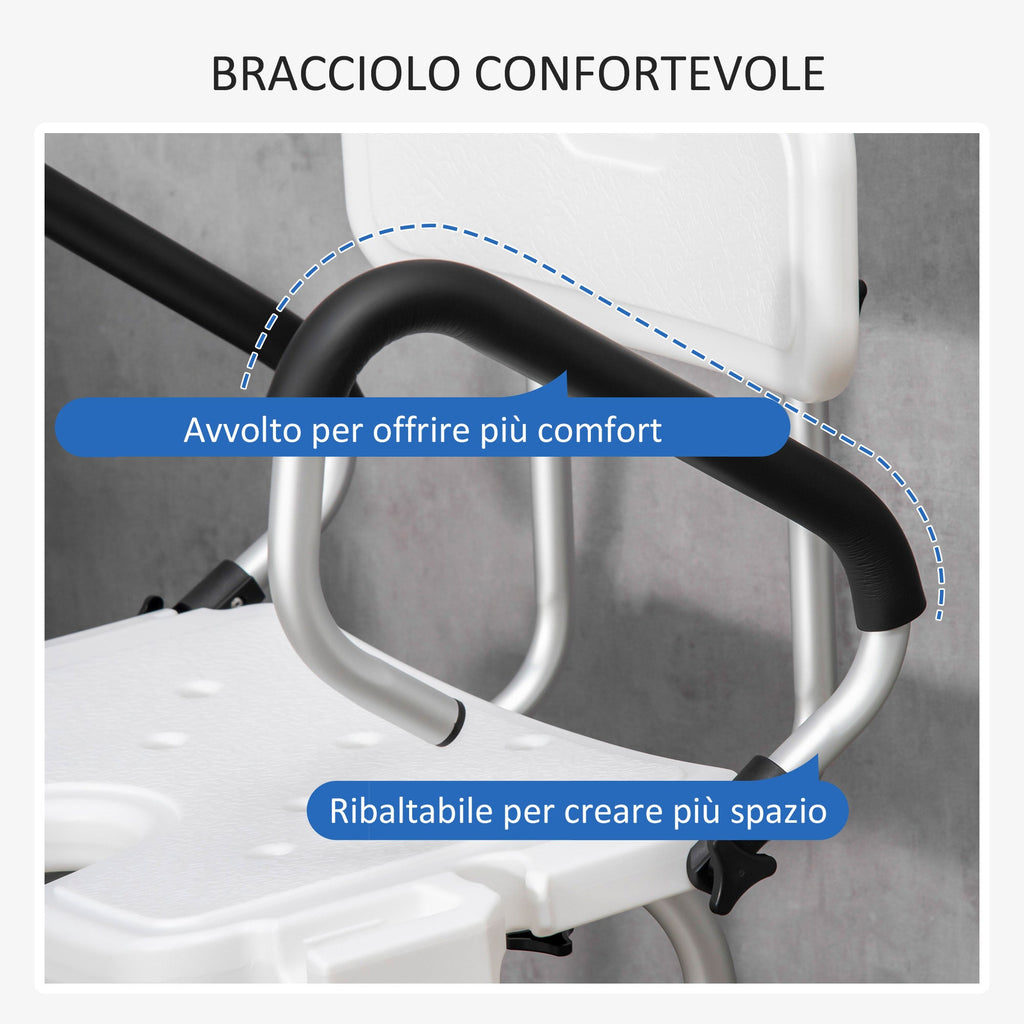 Homcom shower chair for the elderly, disabled and pregnant women padded with U-shaped shape, 54x52x70-82cm, white - Borgè