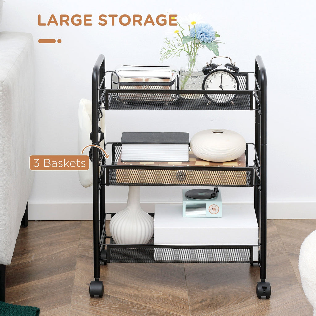 Black 3 -level Trolley ( 41.5LX26.5x63 cm) - Borgè