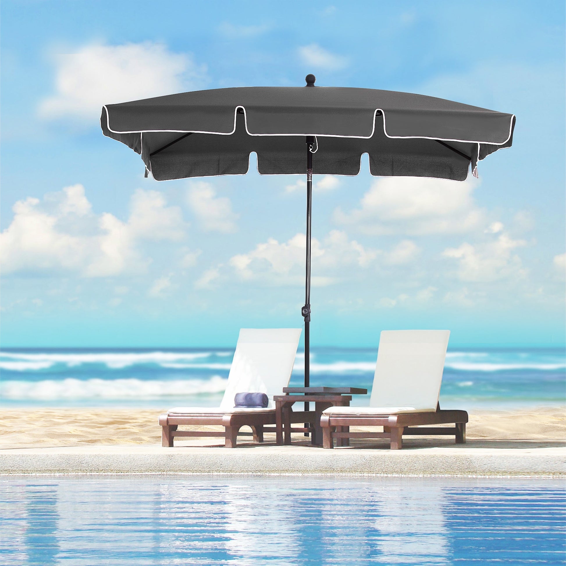 Outsunny rectangular parasol with unbalanced Grey unbalanced pole - Borgè