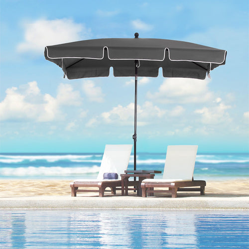 2x1.3m Rectangular Garden Umbrella with Adjustable Tilt and Aluminum Pole, Gray and Black - Borge' Group Limited