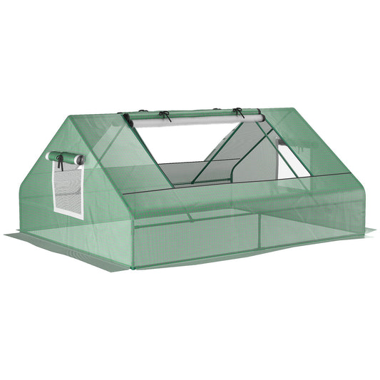 Outsunny steel garden greenhouse with pear cover, roller shutters and windows, 180x140x80cm, green - Borgè